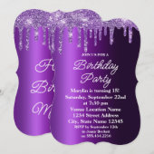 PAARSE GLITTER DRIP ELEGANT BIRTHDAY INVITATION KAART (Voorkant / Achterkant)