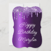 PAARSE GLITTER DRIP ELEGANT BIRTHDAY INVITATION KAART (Achterkant)