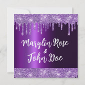 PAARSE GLITTER DRIP ELEGANT MONOGRAM KAART (Achterkant)