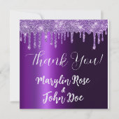 PAARSE GLITTER DRIP ELEGANT MONOGRAM KAART (Voorkant)