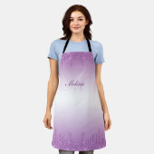 paarse glitter drip gepersonaliseerde naam monogra schort (Gedragen)