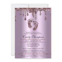 Paarse Glitter Drip Luxury Baby Feet Shower