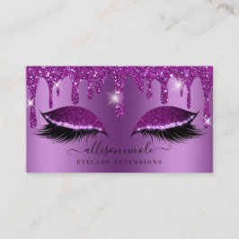 Paarse glitter Drip Metallic Folie Eyelash Visitekaartje