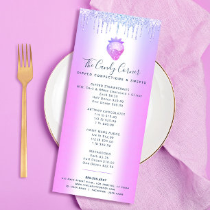 Paarse glitter Drip Strawberry Sweets Dessert Menu