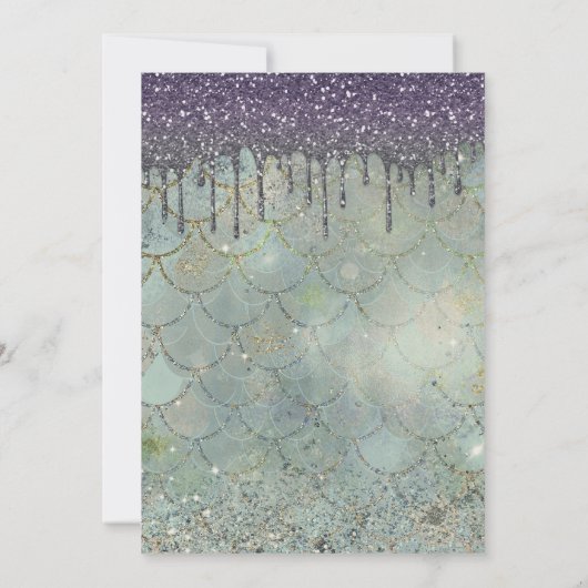 Paarse Glitter Drip Zeemeermin Sweet 16 Foto Kaart (Achterkant)