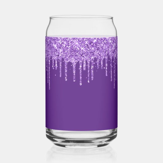 Paarse Glitter Drips 21e Verjaardag Blikvorm Glas (Achterkant)