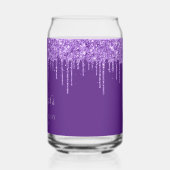 Paarse Glitter Drips 21e Verjaardag Blikvorm Glas (Links)