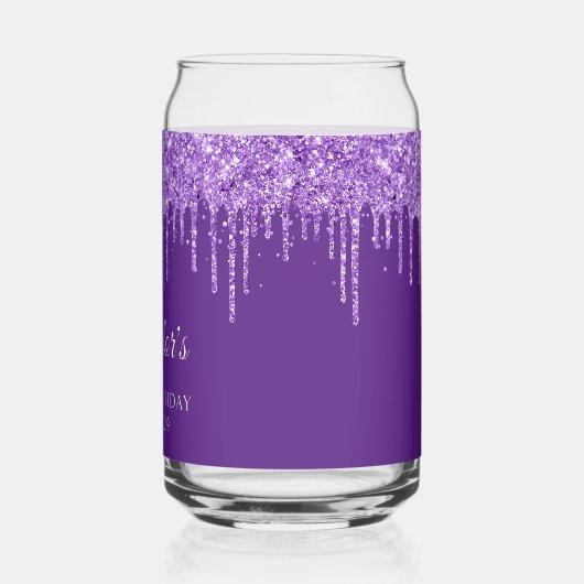Paarse Glitter Drips 21e Verjaardag Blikvorm Glas (Links)