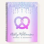 Paarse Glitter Drips Bakkerij Catering Pastry Chef Notitieboek (Voorkant)