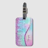 Paarse Glitter Drivers, Iridescent, Naam en Monogr Bagagelabel (Voorkant (verticaal))