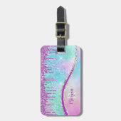 Paarse Glitter Drivers, Iridescent, Naam en Monogr Bagagelabel (Voorkant verticaal)
