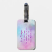 Paarse Glitter Drivers, Iridescent, Naam en Monogr Bagagelabel (Achterkant verticaal)