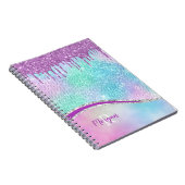 Paarse Glitter Drivers, Iridescent, Naam en Monogr Notitieboek (Rechterzijde)