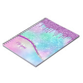 Paarse Glitter Drivers, Iridescent, Naam en Monogr Notitieboek (Linkerzijde)