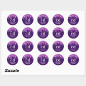 Paarse glitter druipt roze naam ronde sticker (Vel)
