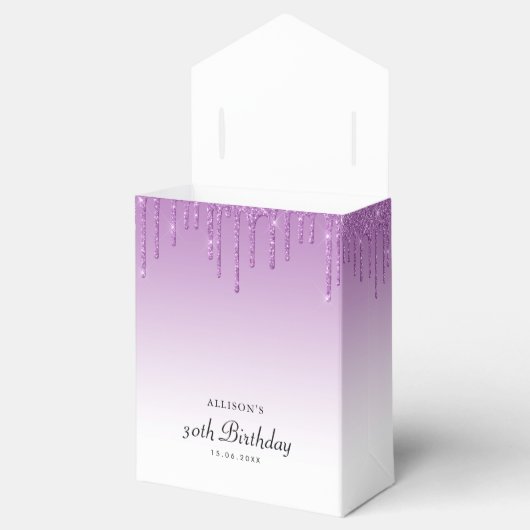 paarse glitter druipt verjaardagsfeestgunst doos bedankdoosjes (Geopend)