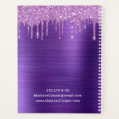 Paarse Glitter Druppelende Afspraak Planner (Achterkant)