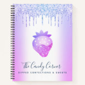 Paarse Glitter Druppels Aardbei Snoep Snoepjes Notitieboek (Voorkant)