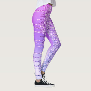 Paarse Glitter Druppels Broek Leggings