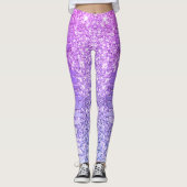 Paarse Glitter Druppels Broek Leggings (Voorkant)