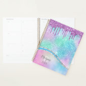Paarse Glitter Druppels, Iriserend, Naam & Monogra Planner (Display)