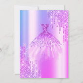 Paarse glitter druppels, jurk Violet Sweet 16 Kaart (Achterkant)
