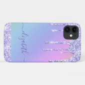 Paarse Glitter Druppels Persoonlijke Regenboog Case-Mate iPhone Case (Achterkant (horizontaal))