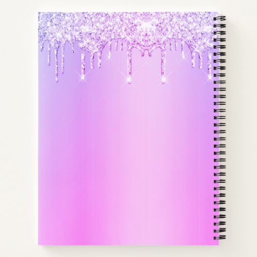Paarse glitter druppelt aardbeibesthoudende zoetst notitieboek (Achterkant)