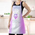 Paarse glitter druppelt aardbeibesthoudende zoetst schort<br><div class="desc">Hier is een wonderlijke manier om aan het plezier toe te voegen om te bakken, evenals verder uw zaken te bevorderen. Voeg extra glans toe aan je culinaire avonturen wanneer je dit elegante, verfijnde, eenvoudige en moderne schort draag. Een dunne, paarse aardbei en glitterdruppels, samen met handgeschreven kalligrafiekscript, bedekken een...</div>