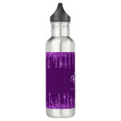 Paarse glitter druppelt monogram naam waterfles (Links)