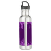 Paarse glitter druppelt monogram naam waterfles (Achterkant)