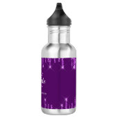 Paarse glitter druppelt monogram naam waterfles (Rechts)