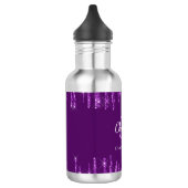 Paarse glitter druppelt monogram naam waterfles (Links)