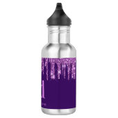 Paarse glitter druppelt roze monogram op waterfles  (Rechts)