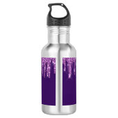 Paarse glitter druppelt roze monogram op waterfles  (Achterkant)