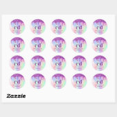 Paarse glitter druppelt roze naam holografisch ronde sticker (Vel)