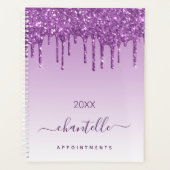 Paarse glitter druppelt violette naam 2026 planner (Voorkant)