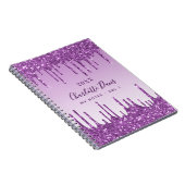 Paarse glitter drupt violet monogram 2021 luxe notitieboek (Rechterzijde)