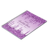 Paarse glitter drupt violet monogram 2021 luxe notitieboek (Linkerzijde)