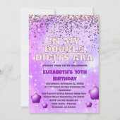 Paarse Glitter Dubbele cijfers Verjaardag met ball Kaart (Voorkant)