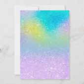 Paarse glitter eenhoorn ombre script baby shower kaart (Achterkant)