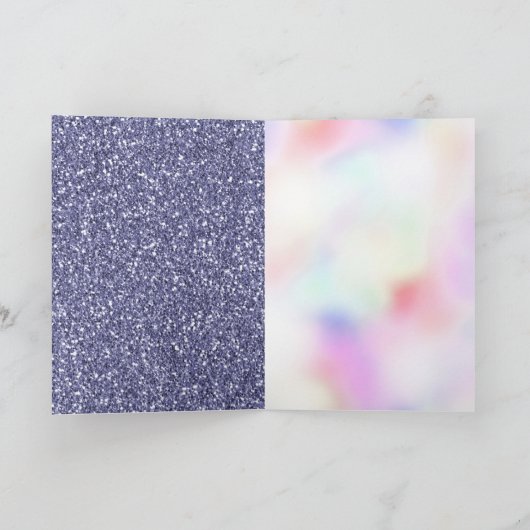 Paarse Glitter Eenhoorn Roze Verjaardag Kaart (Binnen)