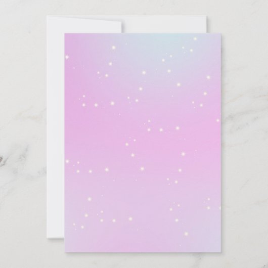 Paarse Glitter Eenhoorn Verjaardagsuitnodiging Kaart (Achterkant)