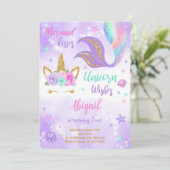 Paarse Glitter Eenhoorn Zeemeermin Verjaardagsuitn Kaart (Staand voorkant)