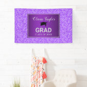 Paarse glitter en Afstuderen Pet Spandoek (Insitu)