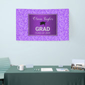 Paarse glitter en Afstuderen Pet Spandoek (Beurs)