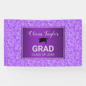 Paarse glitter en Afstuderen Pet Spandoek (Horizontaal)