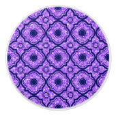 Paarse glitter en blauw Quatrefoil geometrisch pat Keramische Knop (Voorkant)