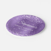 Paarse Glitter en Folie Sweet Sixteen Papieren Bordje (Gekanteld)