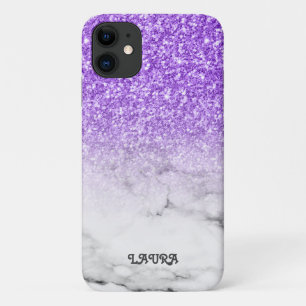 Paarse glitter en gemarmerd Case-Mate iPhone case